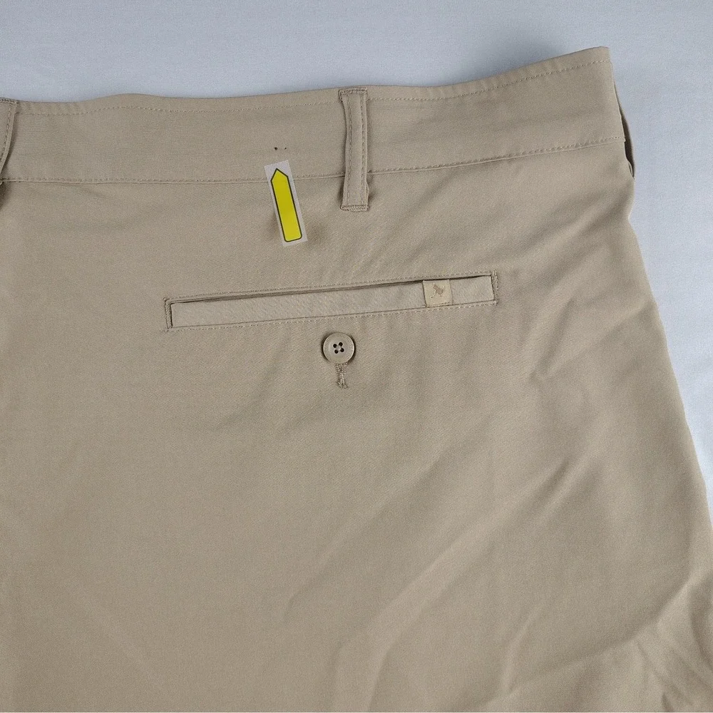 Birdie Bound Men's Golf Shorts 44 Khaki Stretch Performance Flat Front Casual